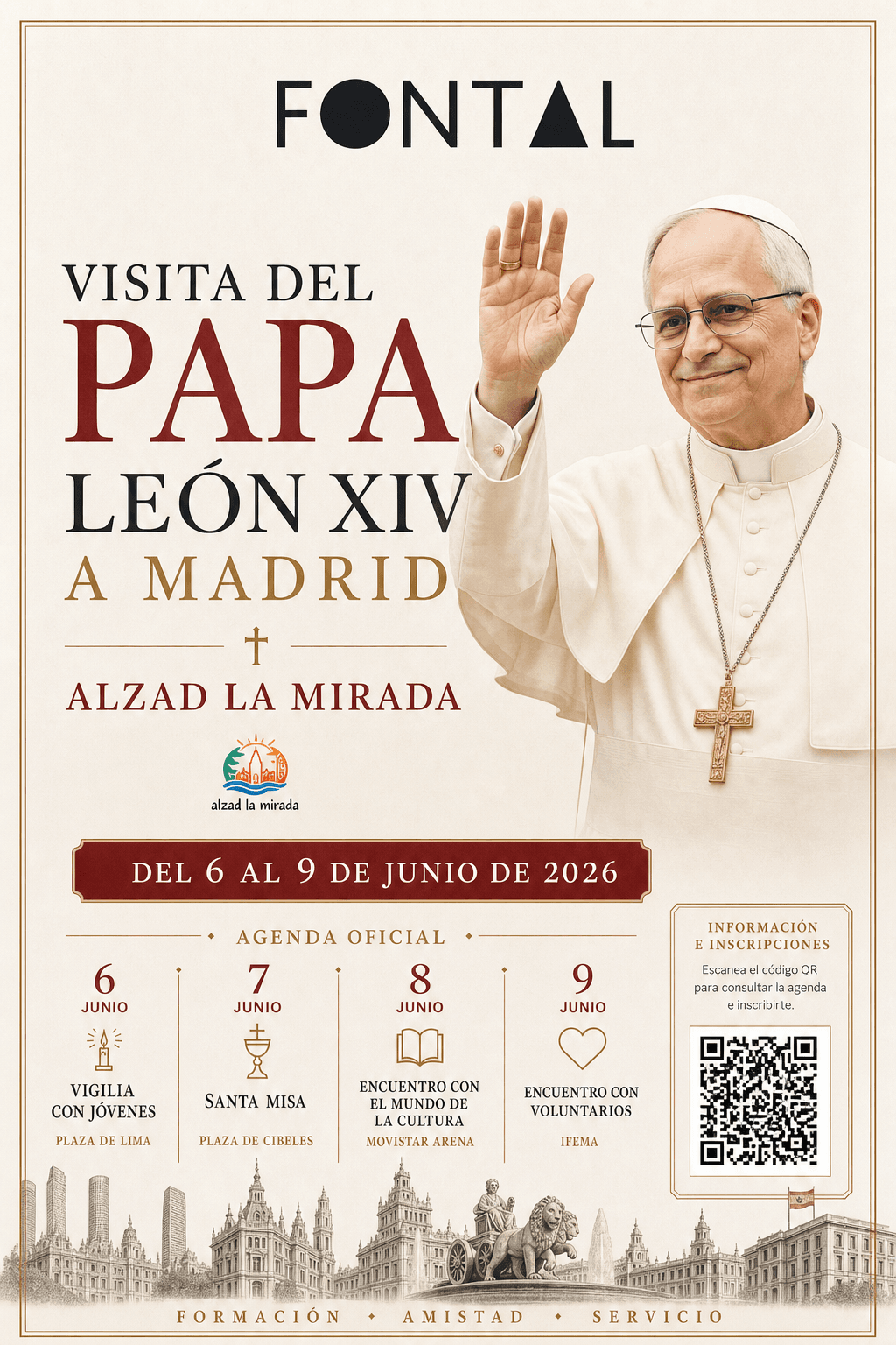 Cartel de Visita del Papa León XIV a Madrid